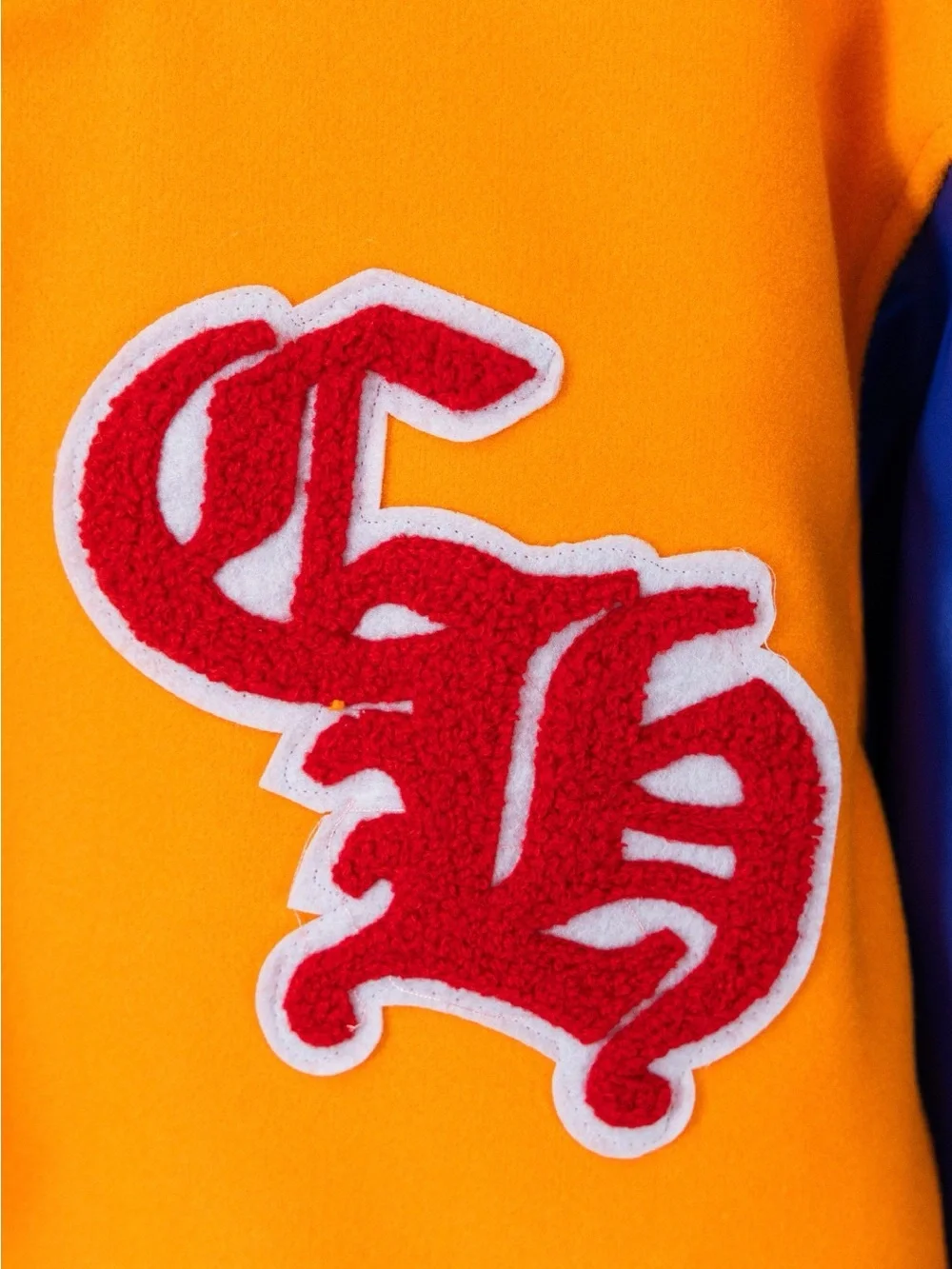 Chrome Hearts Orange and Blue Varsity Jacket